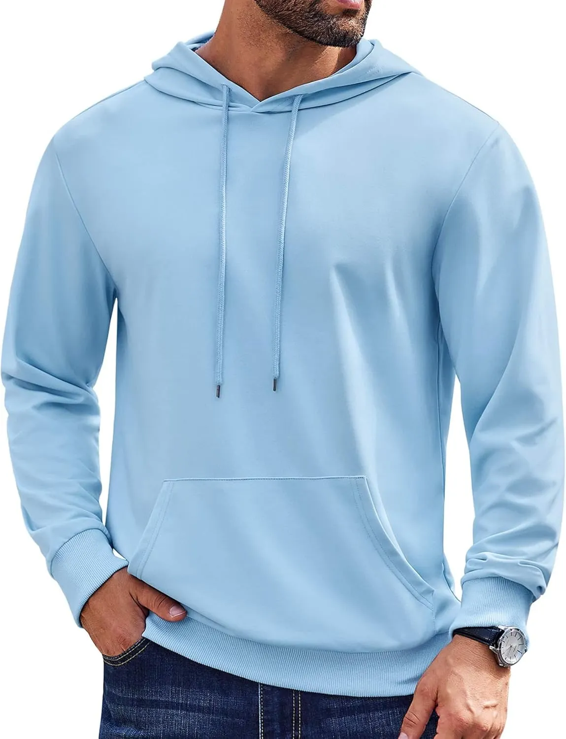 COOFANDY Mens Hoodies Pullover Long Sleeve Casual Fashion Sweatshirts Drawstring Gym Hooded Shirt with Kanga Pocket