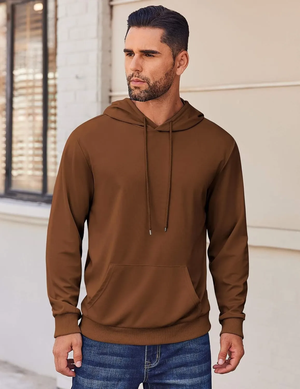 COOFANDY Mens Hoodies Pullover Long Sleeve Casual Fashion Sweatshirts Drawstring Gym Hooded Shirt with Kanga Pocket