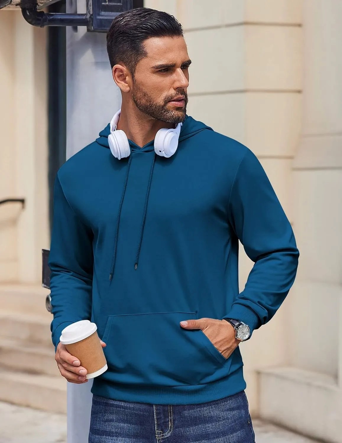 COOFANDY Mens Hoodies Pullover Long Sleeve Casual Fashion Sweatshirts Drawstring Gym Hooded Shirt with Kanga Pocket
