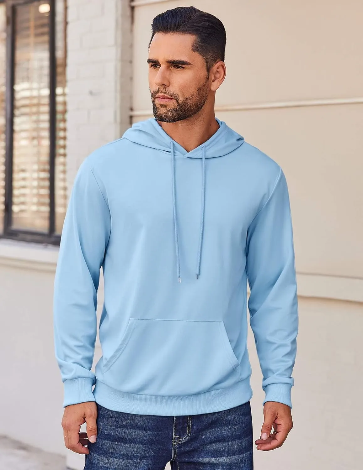 COOFANDY Mens Hoodies Pullover Long Sleeve Casual Fashion Sweatshirts Drawstring Gym Hooded Shirt with Kanga Pocket