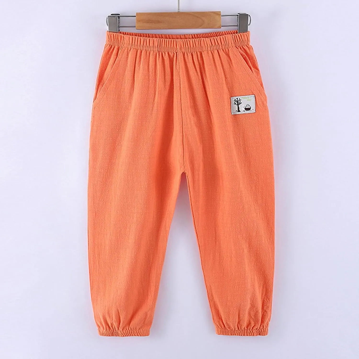 Cotton Girls Casual Jogger Pants with Pockets Comfortable Elastic Waist Sweatpants for Kids Activewear