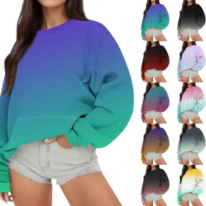 Crewneck Sweatshirts Women Tie Dye Oversized Fleece Pullover with Pockets Crew Neck Sweatshirt Winter Cute Hoodies