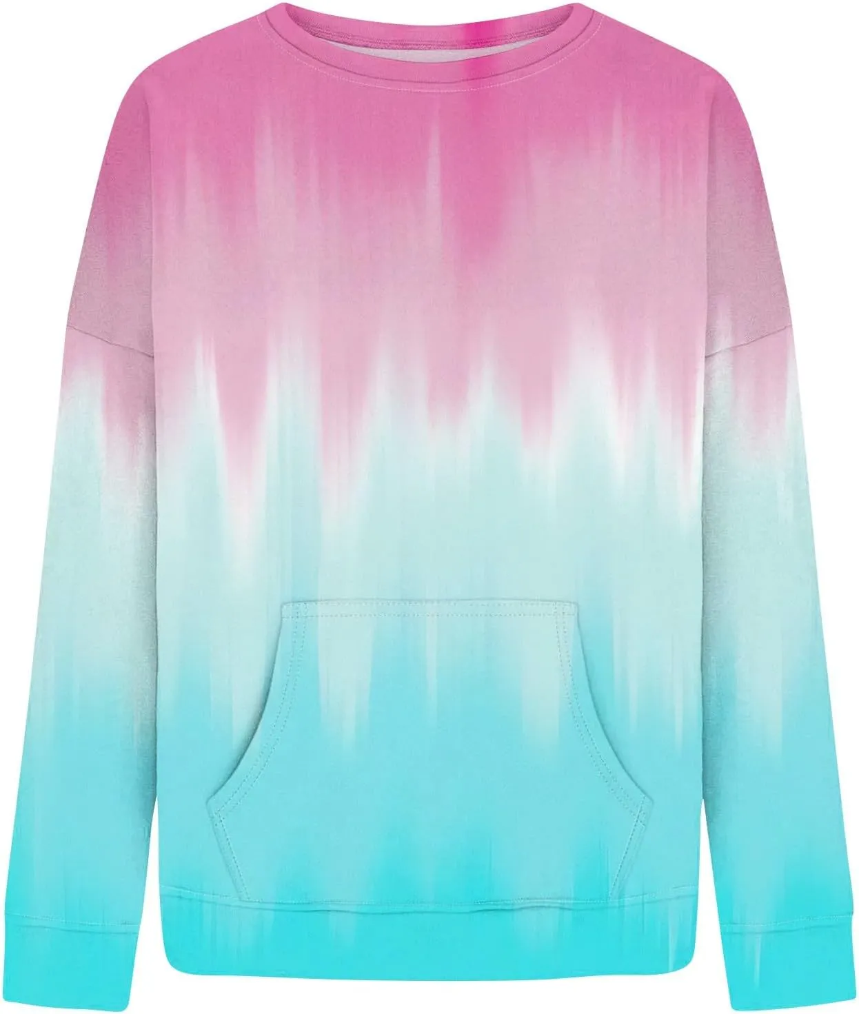 Crewneck Sweatshirts Women Tie Dye Oversized Fleece Pullover with Pockets Crew Neck Sweatshirt Winter Cute Hoodies