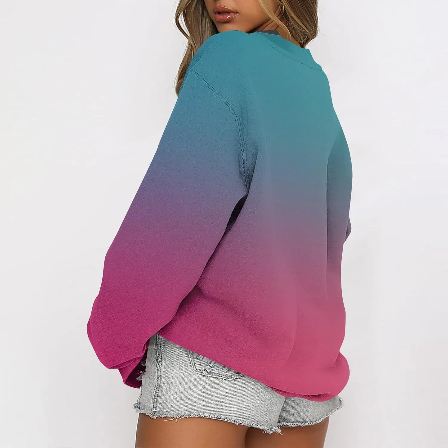 Crewneck Sweatshirts Women Tie Dye Oversized Fleece Pullover with Pockets Crew Neck Sweatshirt Winter Cute Hoodies