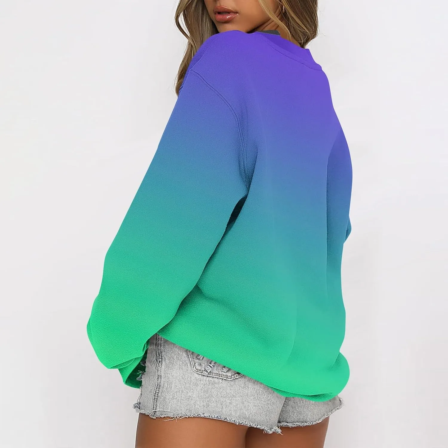 Crewneck Sweatshirts Women Tie Dye Oversized Fleece Pullover with Pockets Crew Neck Sweatshirt Winter Cute Hoodies