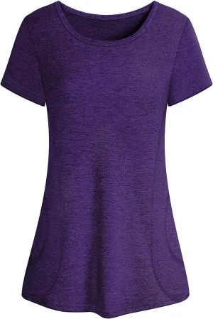Cucuchy Womens Yoga Tops Flowy Fitness Workout Shirts Short Sleeve Activewear