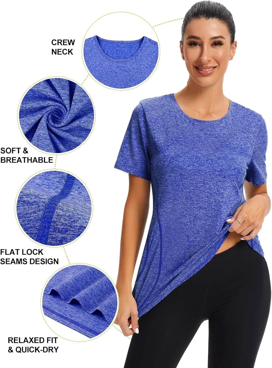 Cucuchy Womens Yoga Tops Flowy Fitness Workout Shirts Short Sleeve Activewear