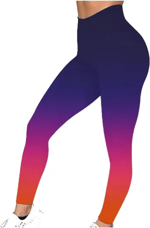 DASAYO Womens Fashion Activewear Leggings High Waist Full Length Ombre Workout Gym Fitness Yoga Pants