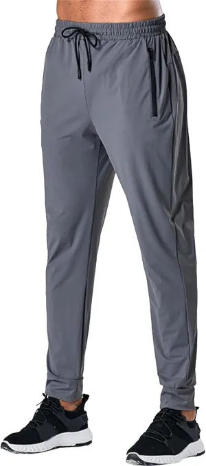 DGHM-JLMY Men's Lightweight Hiking Travel Pants Running Sports Pants Outdoor Joggers Sweatpants with Zipper Pockets