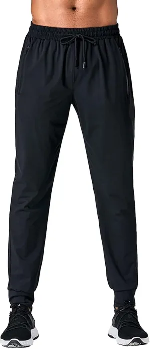DGHM-JLMY Men's Lightweight Hiking Travel Pants Running Sports Pants Outdoor Joggers Sweatpants with Zipper Pockets