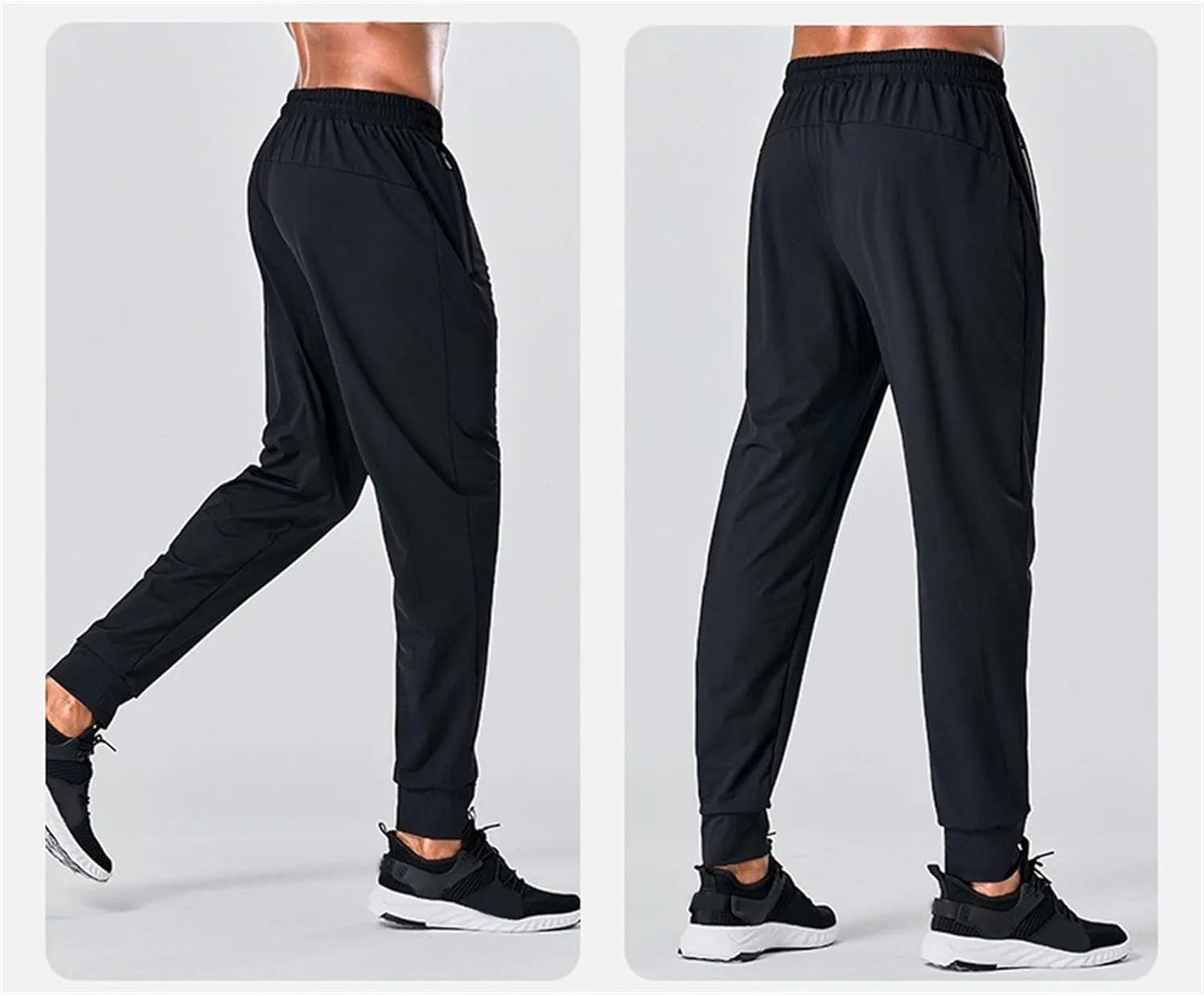 DGHM-JLMY Men's Lightweight Hiking Travel Pants Running Sports Pants Outdoor Joggers Sweatpants with Zipper Pockets