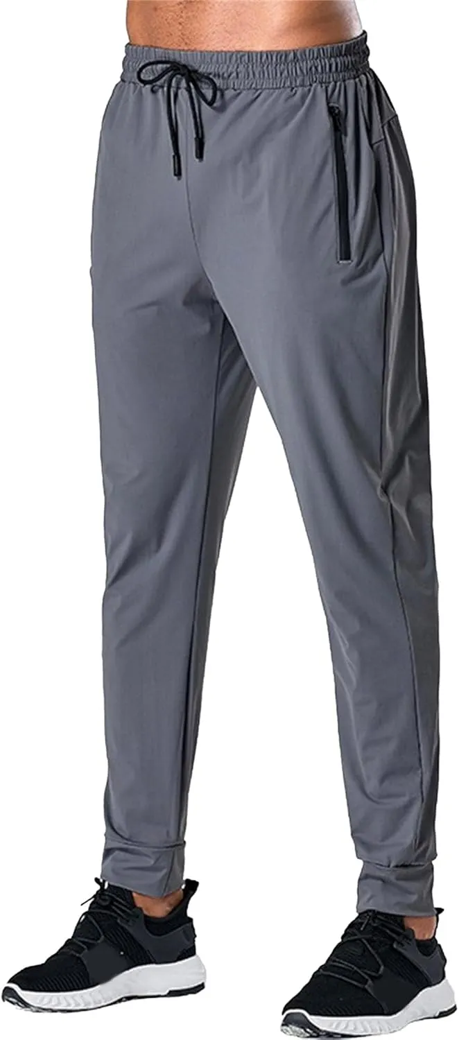 DGHM-JLMY Men's Lightweight Hiking Travel Pants Running Sports Pants Outdoor Joggers Sweatpants with Zipper Pockets
