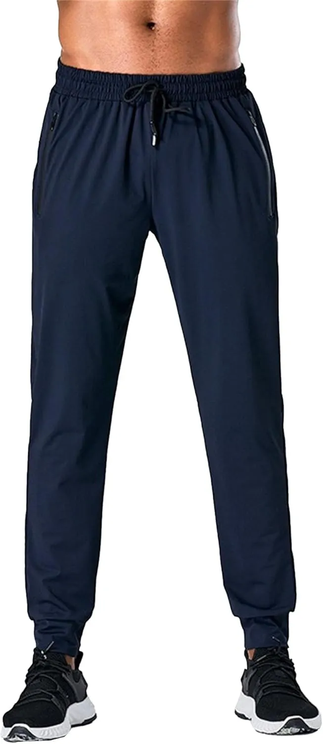 DGHM-JLMY Men's Lightweight Hiking Travel Pants Running Sports Pants Outdoor Joggers Sweatpants with Zipper Pockets