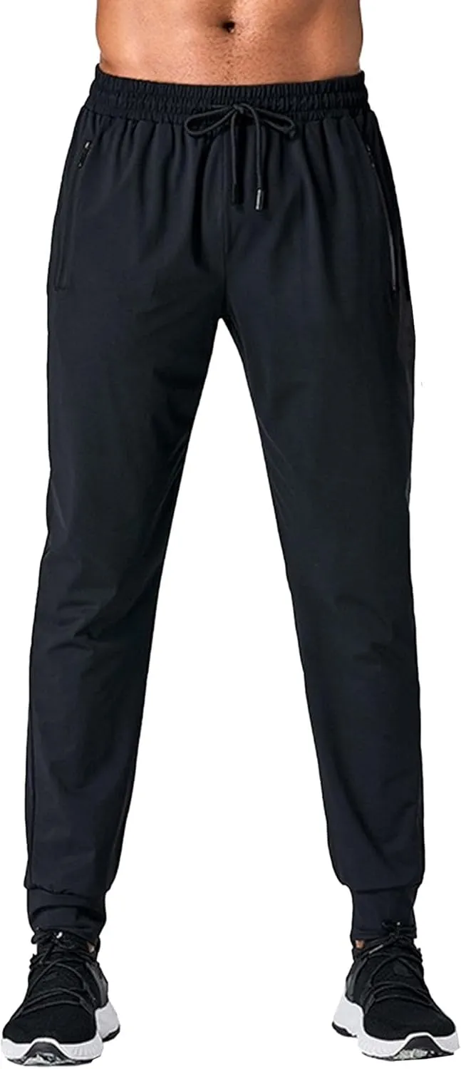 DGHM-JLMY Men's Lightweight Hiking Travel Pants Running Sports Pants Outdoor Joggers Sweatpants with Zipper Pockets