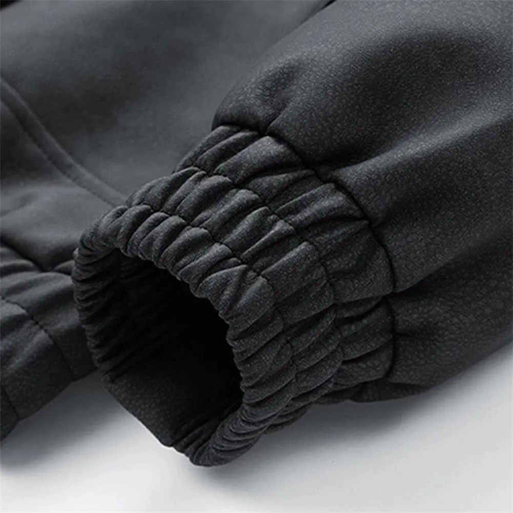 Disimlarl Men Plus Size Cargo Windbreaker Jackets Solid Casual Zip Up Elastic Hem Outwear Loose Lightweight Coat