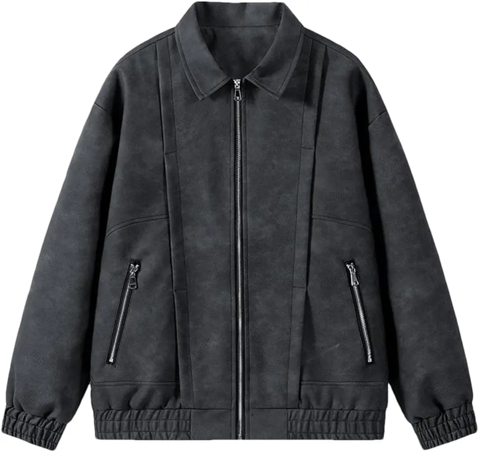Disimlarl Men Plus Size Cargo Windbreaker Jackets Solid Casual Zip Up Elastic Hem Outwear Loose Lightweight Coat