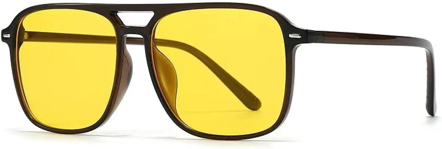 Double Bridge Vintage Thin Big Frame Sunglasses for Women Men Male Luxury Punk