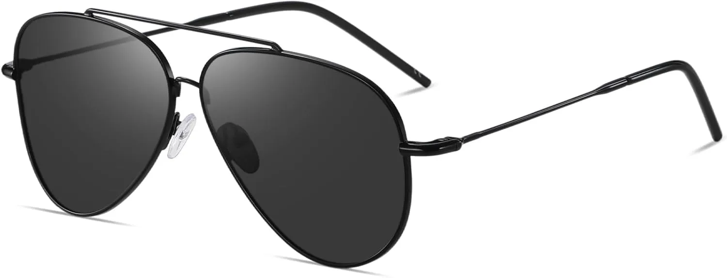 DUCO Reverse Lenses Aviator Sunglasses for Men Women Retro Polarized Sun Glasses Classic Shades Double Bridge DC3045