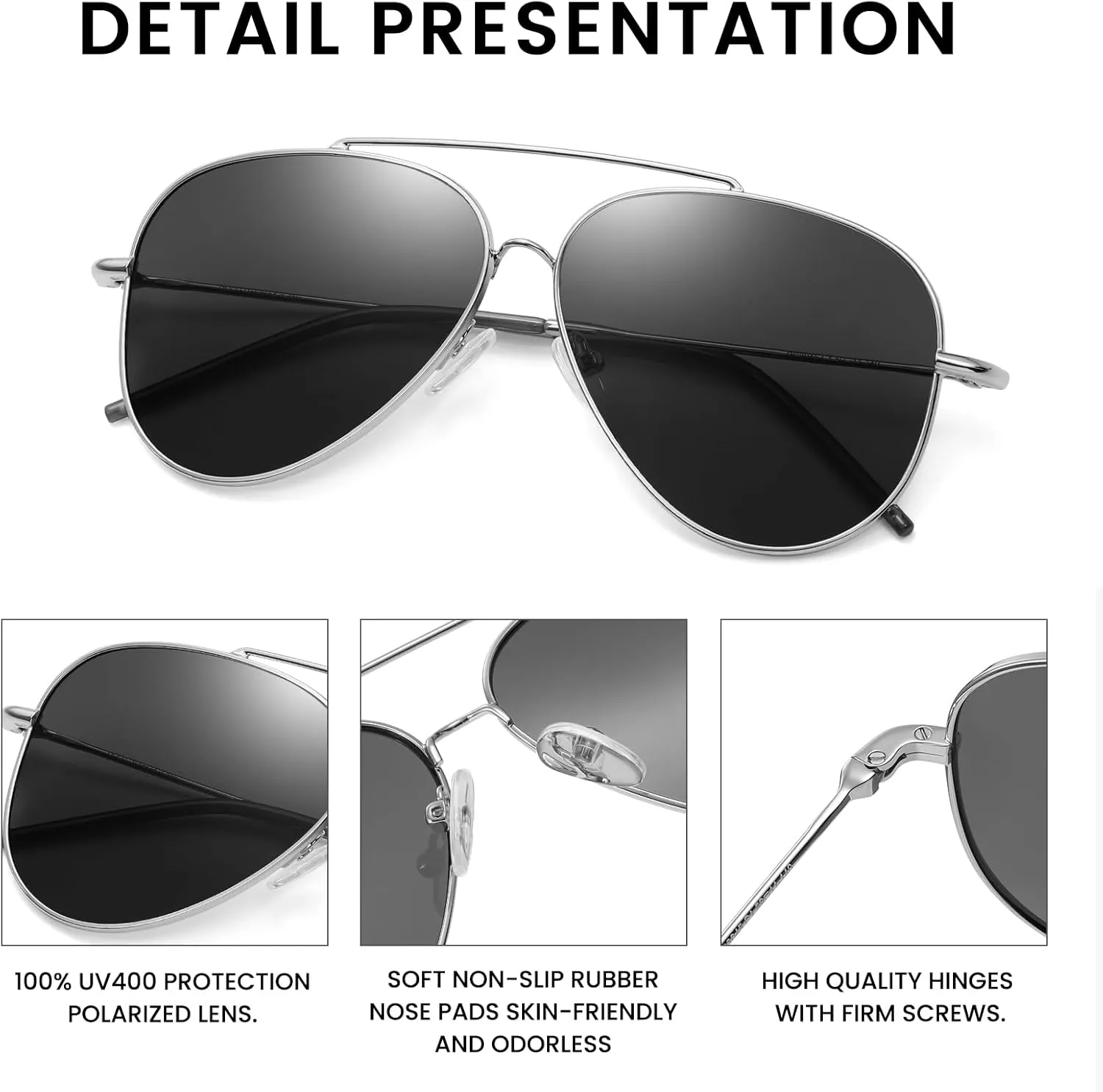 DUCO Reverse Lenses Aviator Sunglasses for Men Women Retro Polarized Sun Glasses Classic Shades Double Bridge DC3045