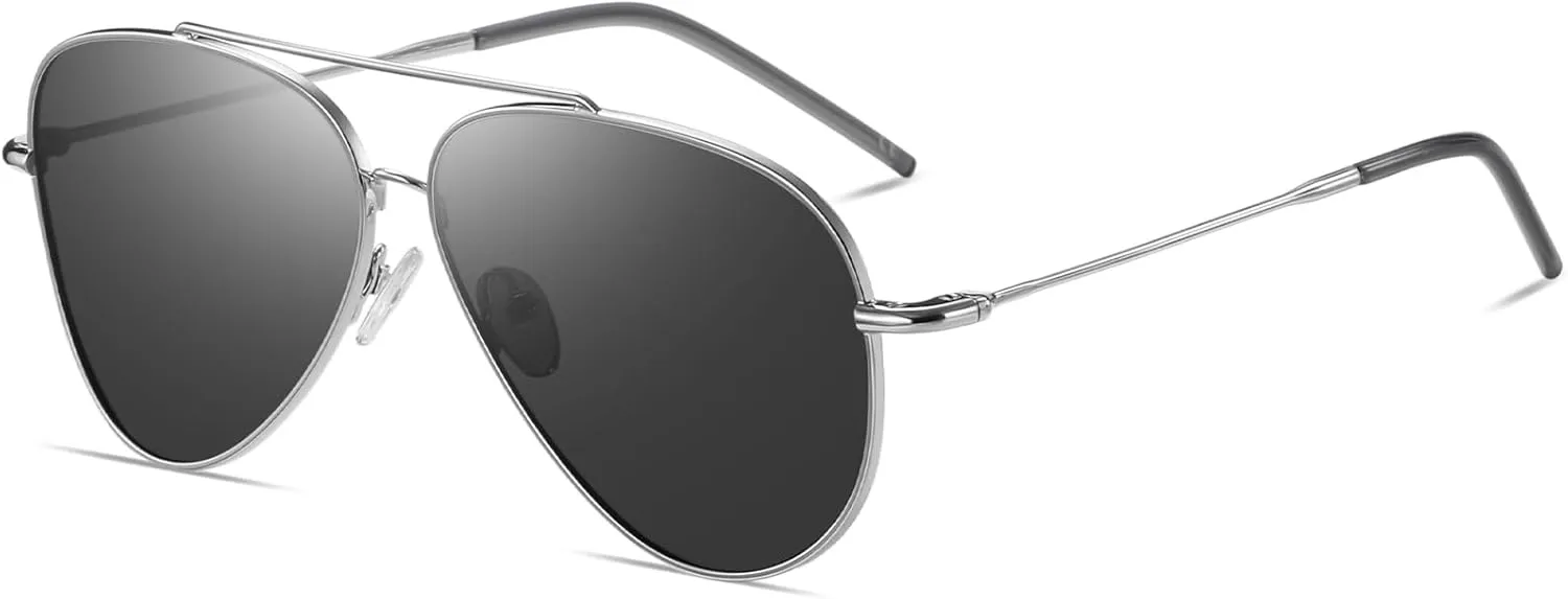 DUCO Reverse Lenses Aviator Sunglasses for Men Women Retro Polarized Sun Glasses Classic Shades Double Bridge DC3045