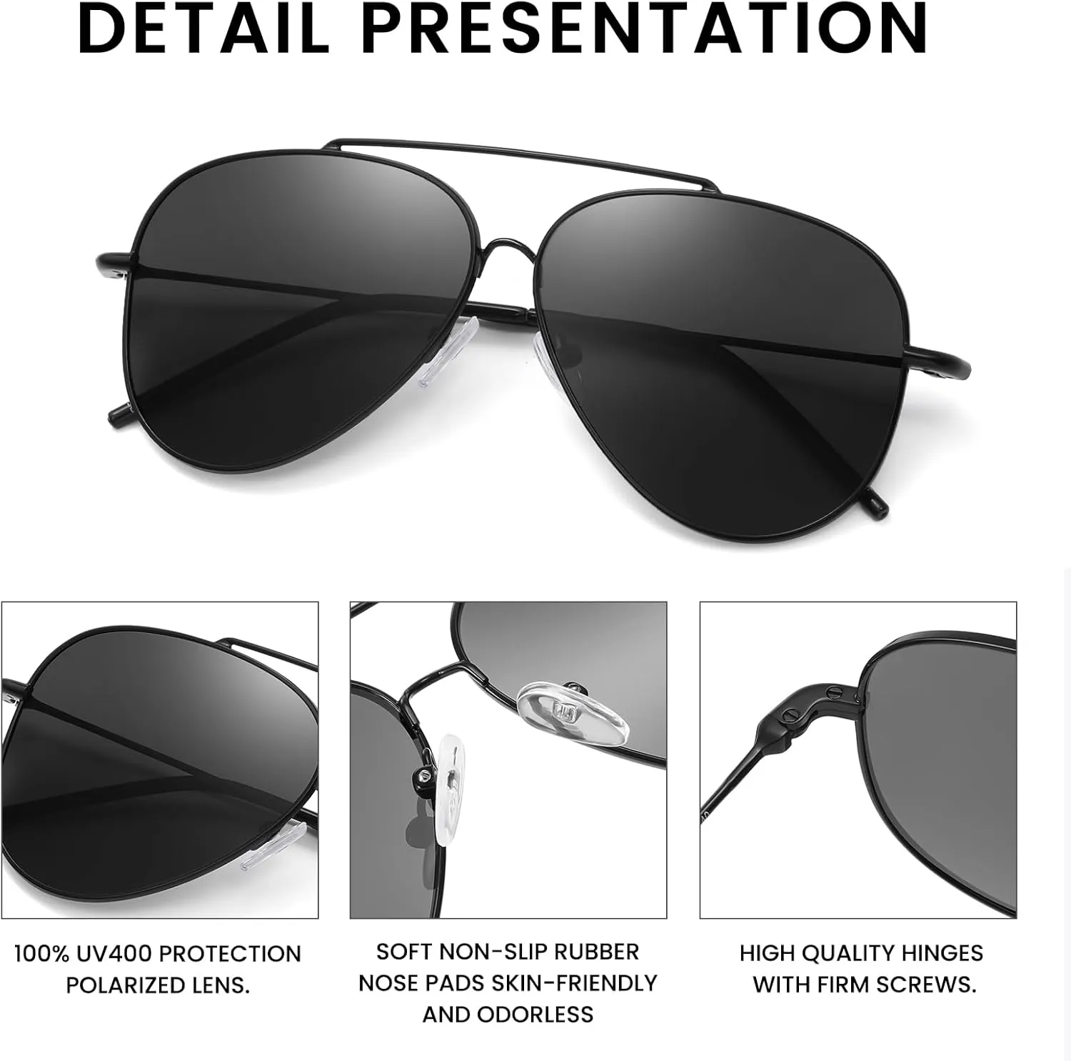 DUCO Reverse Lenses Aviator Sunglasses for Men Women Retro Polarized Sun Glasses Classic Shades Double Bridge DC3045