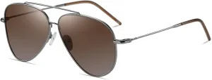 DUCO Reverse Lenses Aviator Sunglasses for Men Women Retro Polarized Sun Glasses Classic Shades Double Bridge DC3045