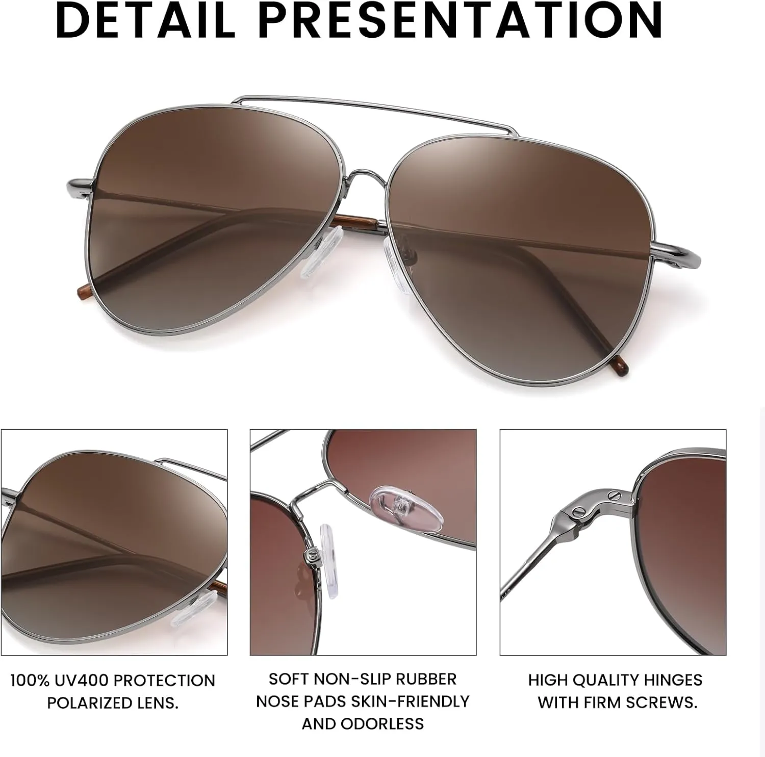 DUCO Reverse Lenses Aviator Sunglasses for Men Women Retro Polarized Sun Glasses Classic Shades Double Bridge DC3045