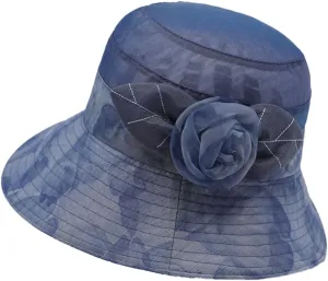 Elegant Wide Brim Floral Sun Hat for Women UV Protection Lightweight Mesh Summer Garden Beach Hat