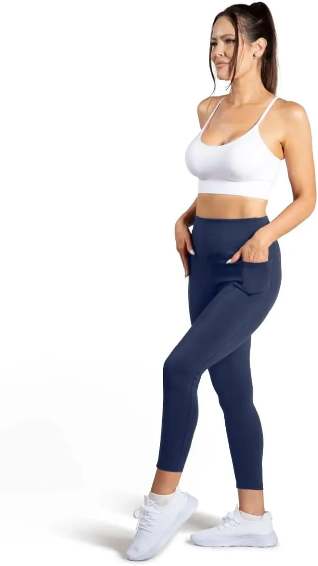 ELIO 7/8 Tummy Control High Waisted Tight-Soft Breathable Workout, Running, Yoga Leggings with Pocket for Women