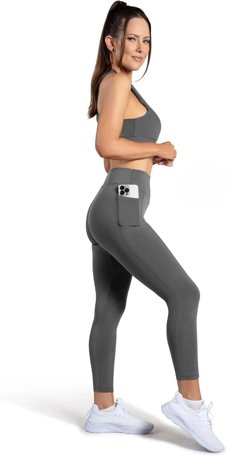 ELIO 7/8 Tummy Control High Waisted Tight-Soft Breathable Workout, Running, Yoga Leggings with Pocket for Women