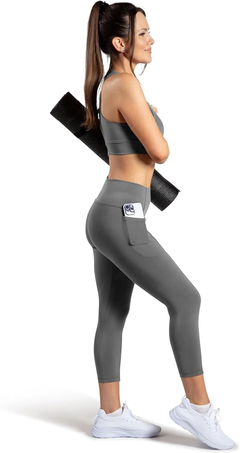 ELIO 7/8 Tummy Control High Waisted Tight-Soft Breathable Workout, Running, Yoga Leggings with Pocket for Women