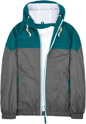 evzosrz Mens Lightweight Hooded Jacket Vintage Patchwork Colorblock Windbreaker Waterproof Packable Hiking Softshell Raincoat