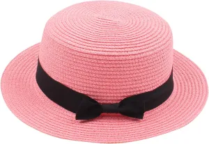 Fashion Panama Straw Hats for Girls and Boys Summer Leisure Wide Brim Fedora Caps Outdoors Beach Sun Hats UV Protection Kids