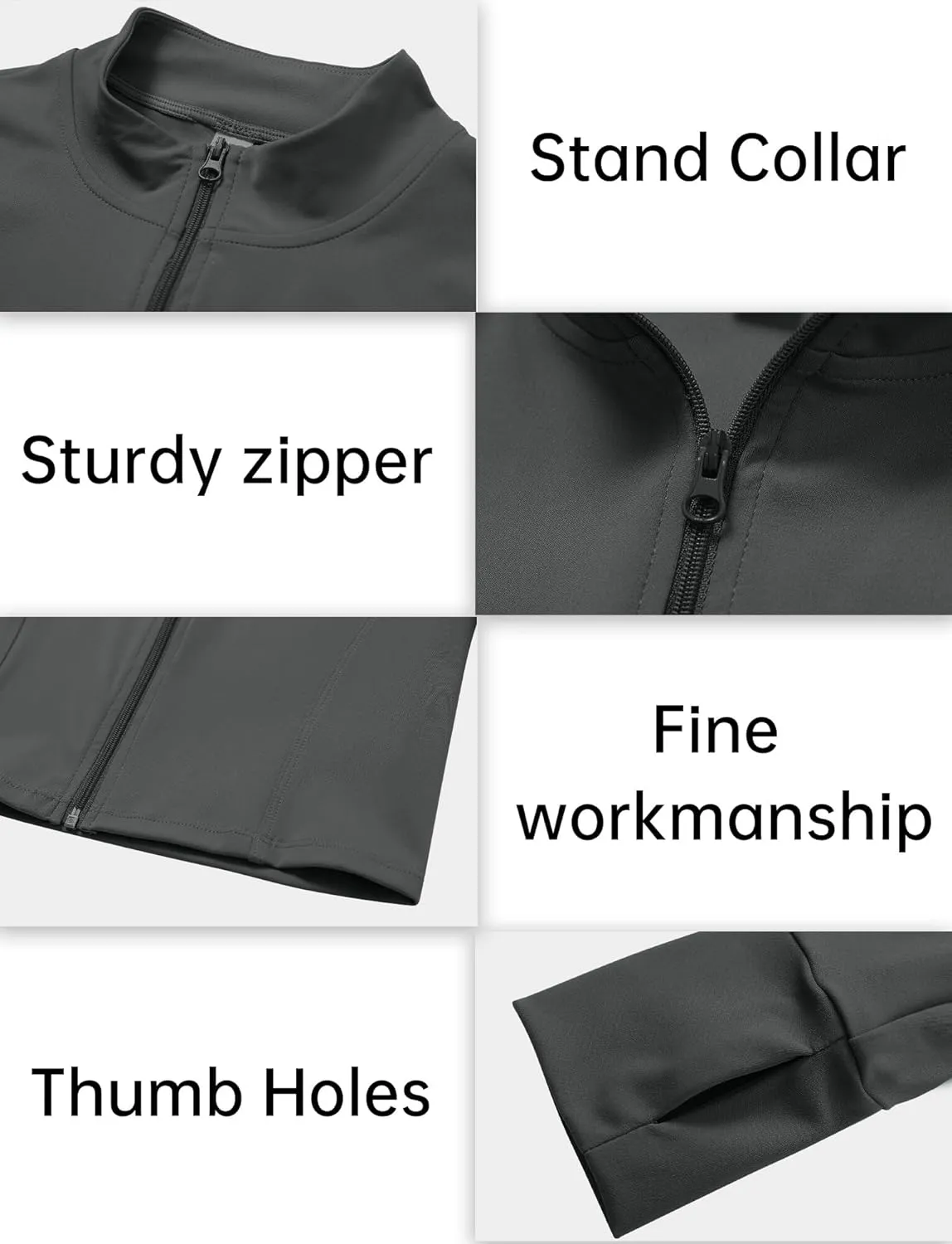 FEOYA Women Long Sleeve Full Zip Workout Crop Jacket Slim Fit Turtleneck Thumbhole Sports Track Jacket Ultra Short 2023