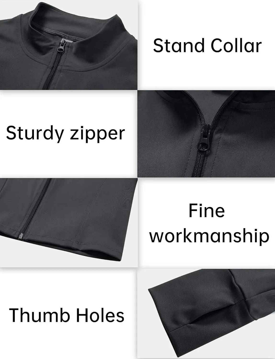 FEOYA Women Long Sleeve Full Zip Workout Crop Jacket Slim Fit Turtleneck Thumbhole Sports Track Jacket Ultra Short 2023