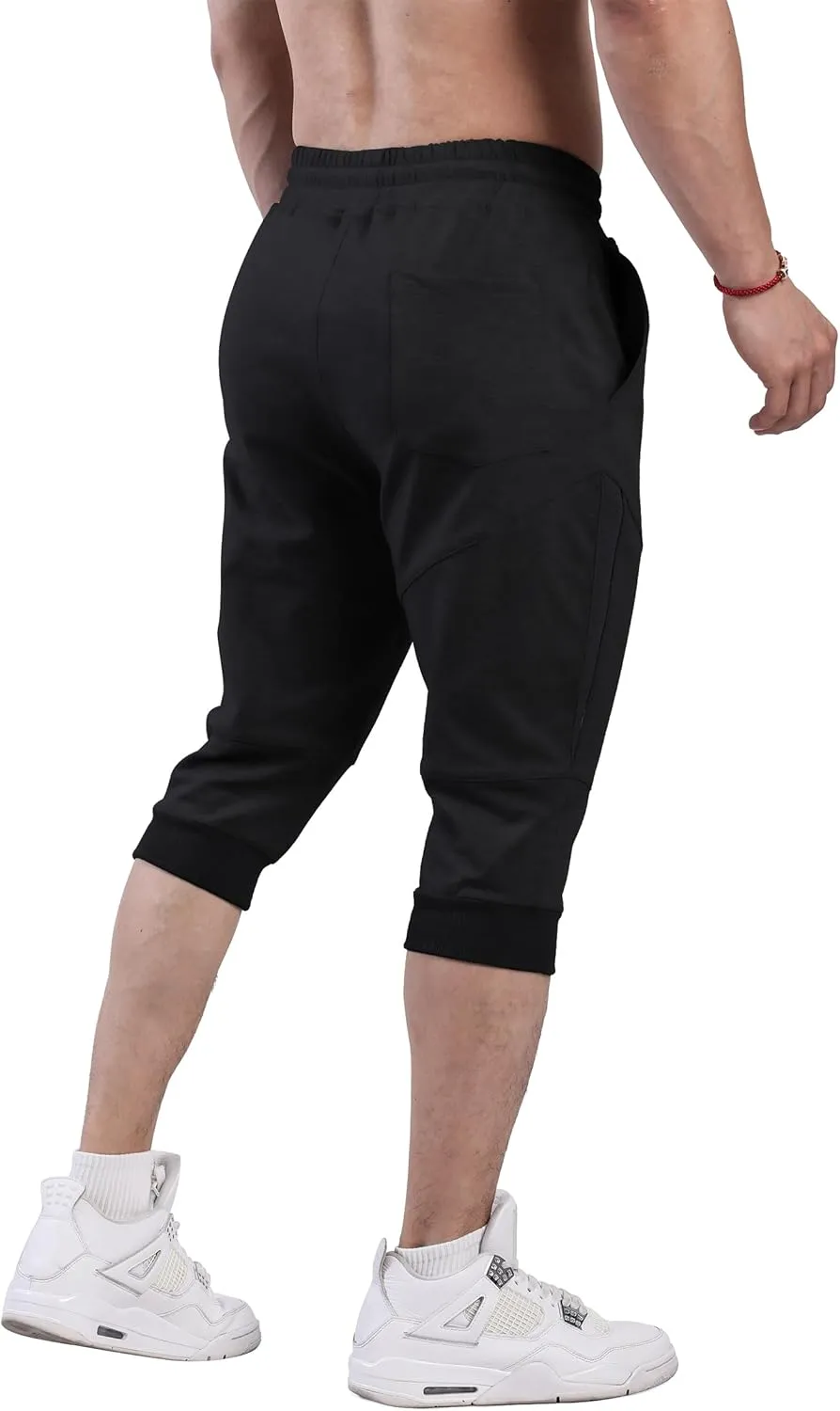 FIRSTGYM Mens 3/4 Tapered Fit Jogger Pants Casua Workout Gym Capris Jogger Shorts