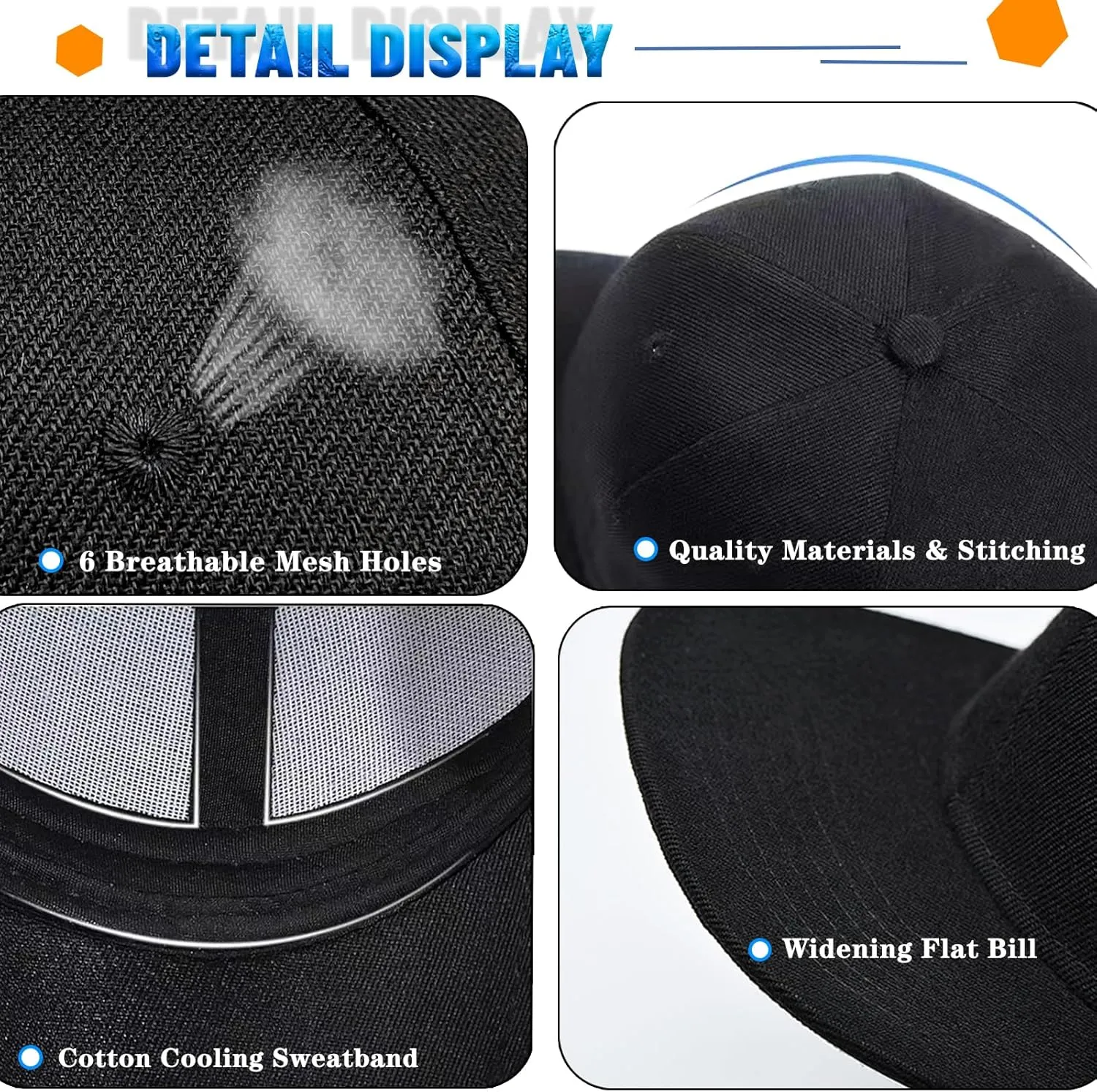 Flat Bill Hats for Men Skull Skeleton Snapback Hats for Men Fitted Adjustable Baseball Caps Black Cool Hip Hop caps