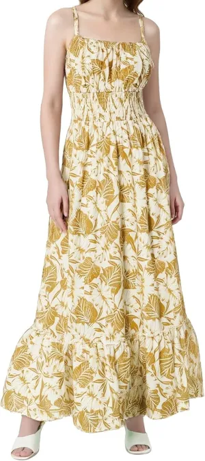 Floral Maxi Dresses for Women 2025 Summer Sleeveless Spaghetti Strap Smocked Boho Long Dress Beach Vacation Sundresses