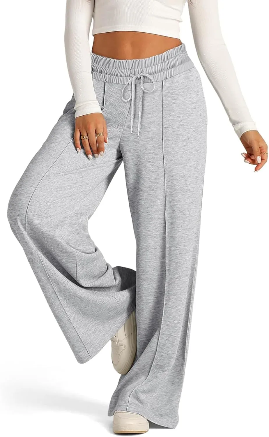 FONMA Womens Wide Leg Sweatpants 2025 Casual Loose Solid Pants Comfy Lounge Joggers Baggy Sweatpants Yoga Pants with Pockets