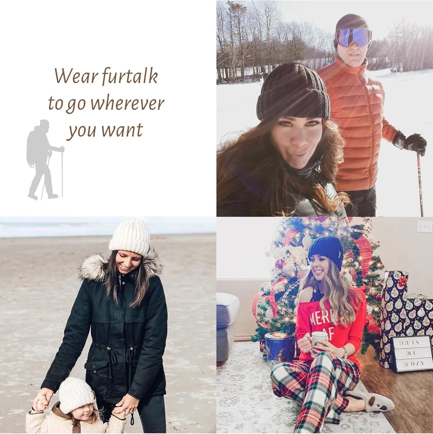 FURTALK Winter Hats for Women Knitted Beanie Fashinable Winter Skull Caps