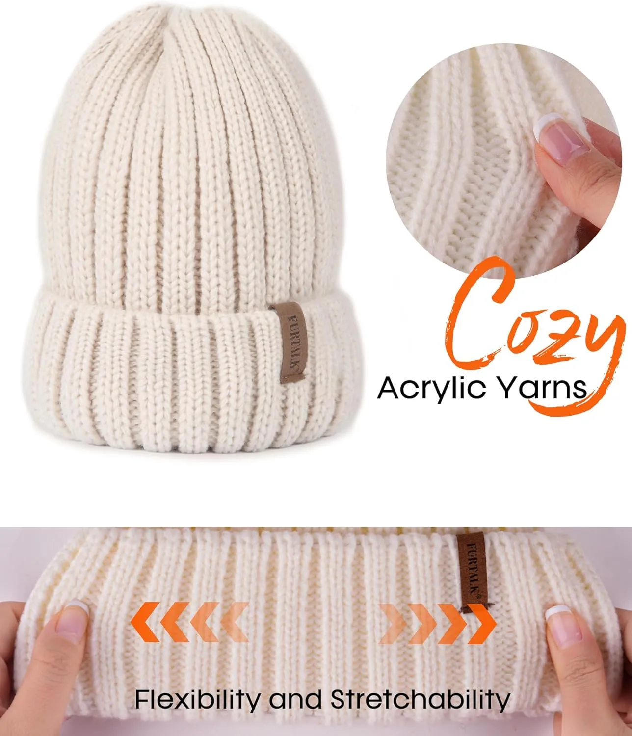 FURTALK Winter Hats for Women Knitted Beanie Fashinable Winter Skull Caps