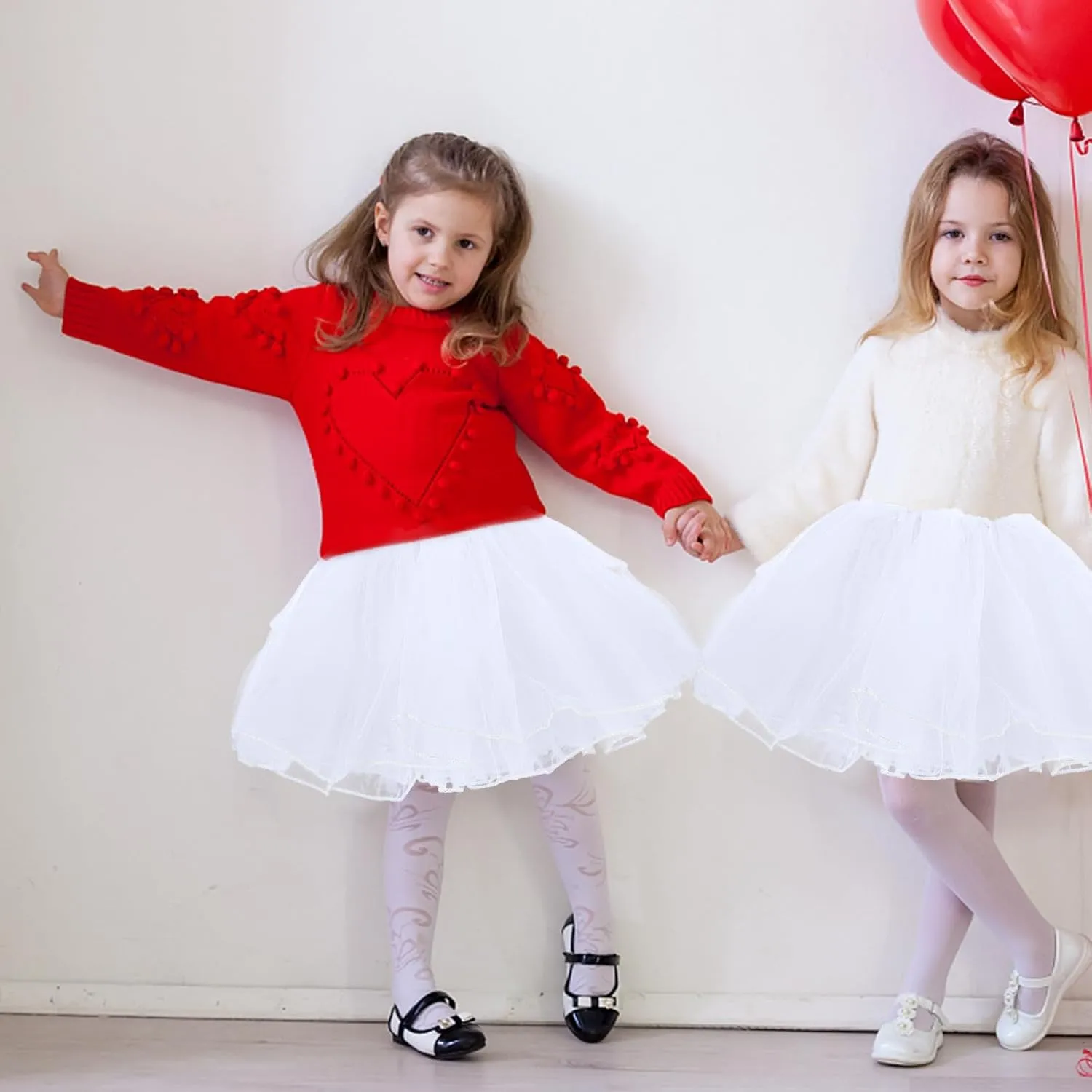 Girls Tutu Skirt，4 Layers Tulle Tutu Skirts Elastic Fluffy Ballet Dance Skirts for Toddler Kid Children Xmas Party