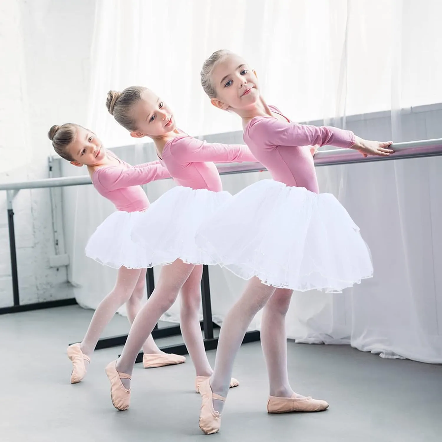 Girls Tutu Skirt，4 Layers Tulle Tutu Skirts Elastic Fluffy Ballet Dance Skirts for Toddler Kid Children Xmas Party