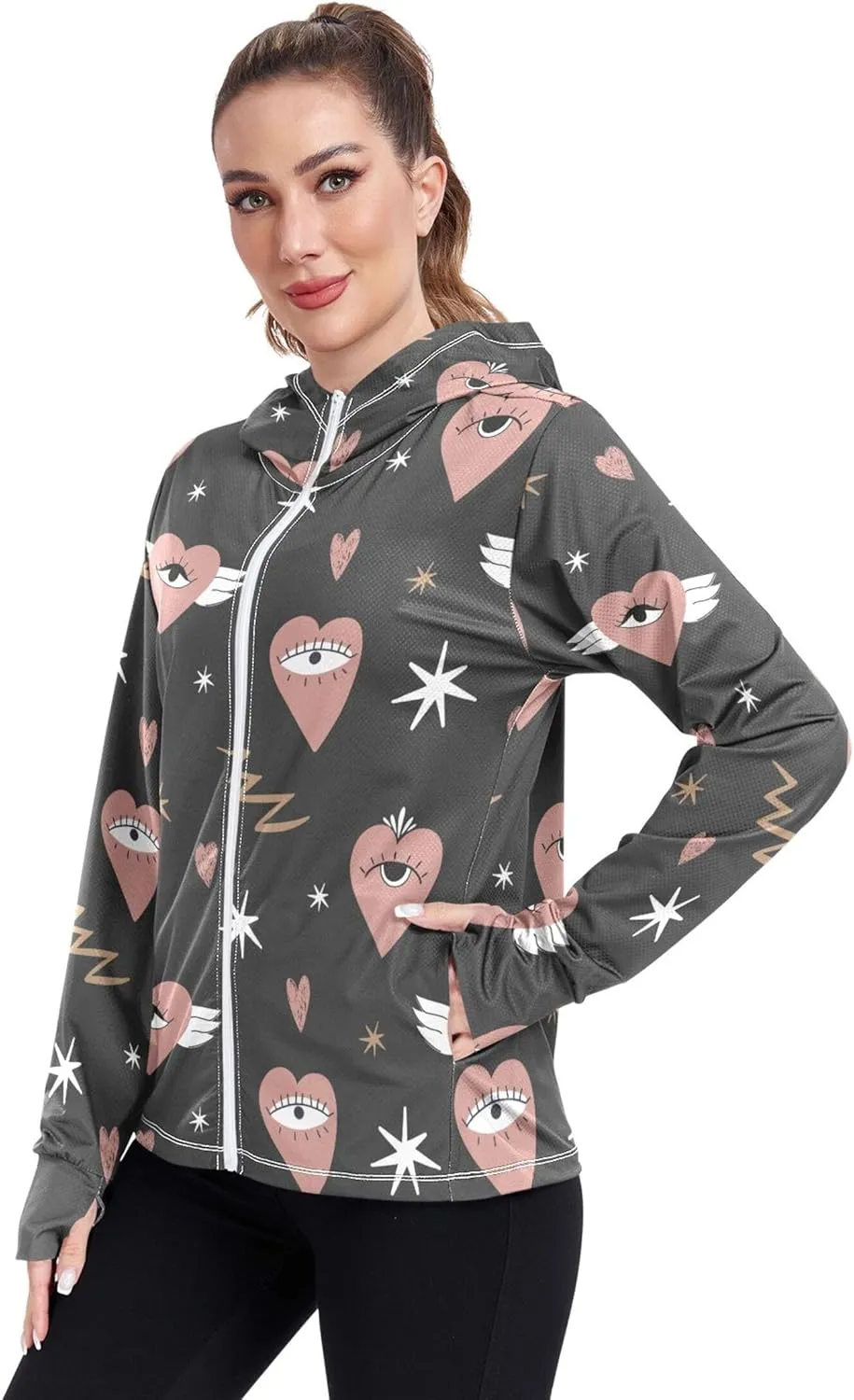 Gym Hoodie with Thumb Holes Fishing Shirts UPF 50  Protection Womens Sweatshirt Women Jacket