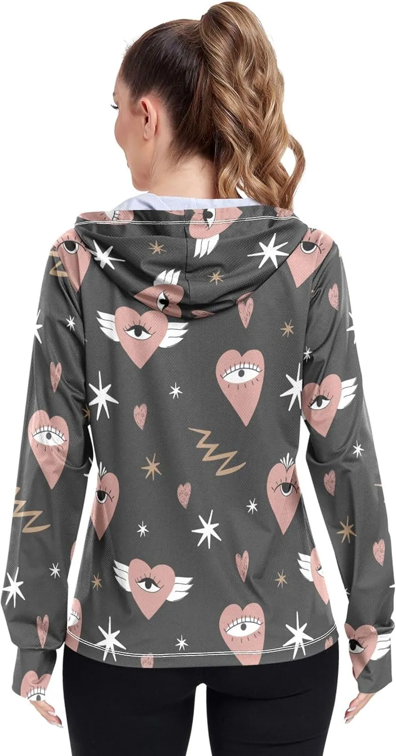 Gym Hoodie with Thumb Holes Fishing Shirts UPF 50  Protection Womens Sweatshirt Women Jacket