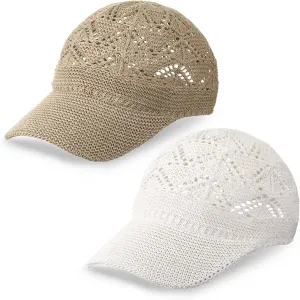 Hercicy 2 Pcs Knit Mesh Baseball Cap for Women Summer Breathable Trucker Hats Outdoor Ballcap