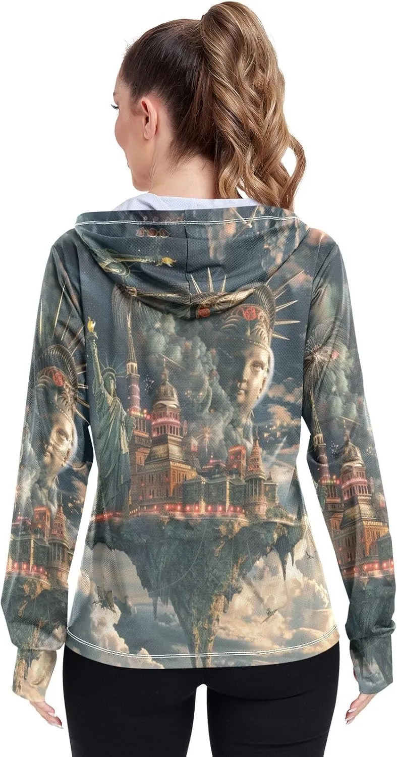 Hoodie Graphic Long Sleeve Cooling Shirt UPF 50  Protection Zip Up Jacket Hiking Outdoor Performance