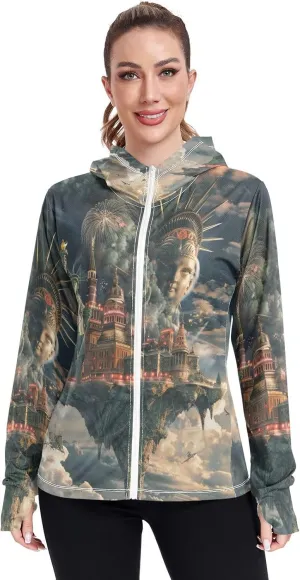 Hoodie Graphic Long Sleeve Cooling Shirt UPF 50  Protection Zip Up Jacket Hiking Outdoor Performance