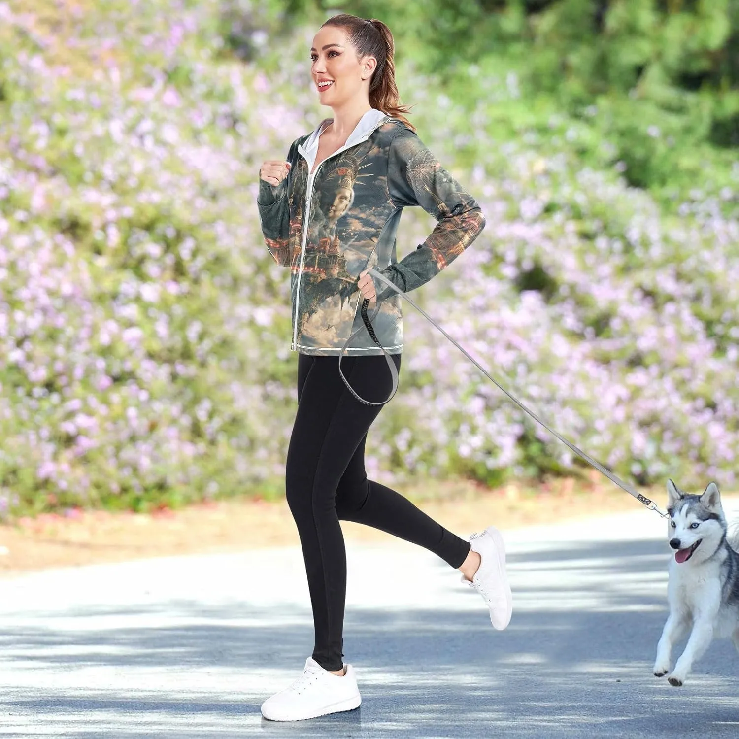 Hoodie Graphic Long Sleeve Cooling Shirt UPF 50  Protection Zip Up Jacket Hiking Outdoor Performance