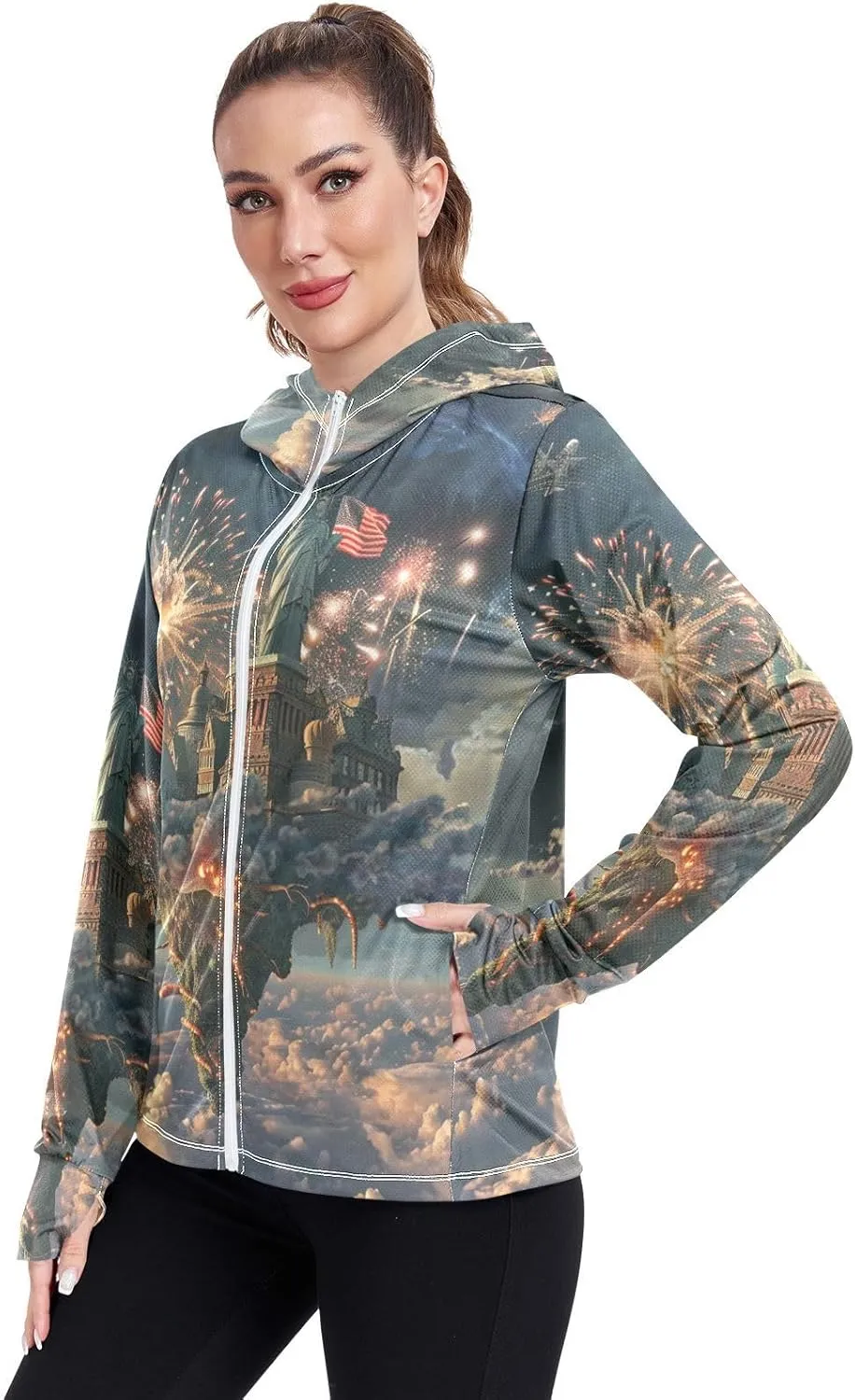 Hoodie Graphic Long Sleeve Cooling Shirt UPF 50  Protection Zip Up Jacket Hiking Outdoor Performance